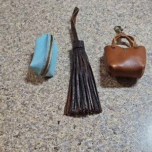 Portland Leather Mini Bag and Accessories in Brown and Turquoise